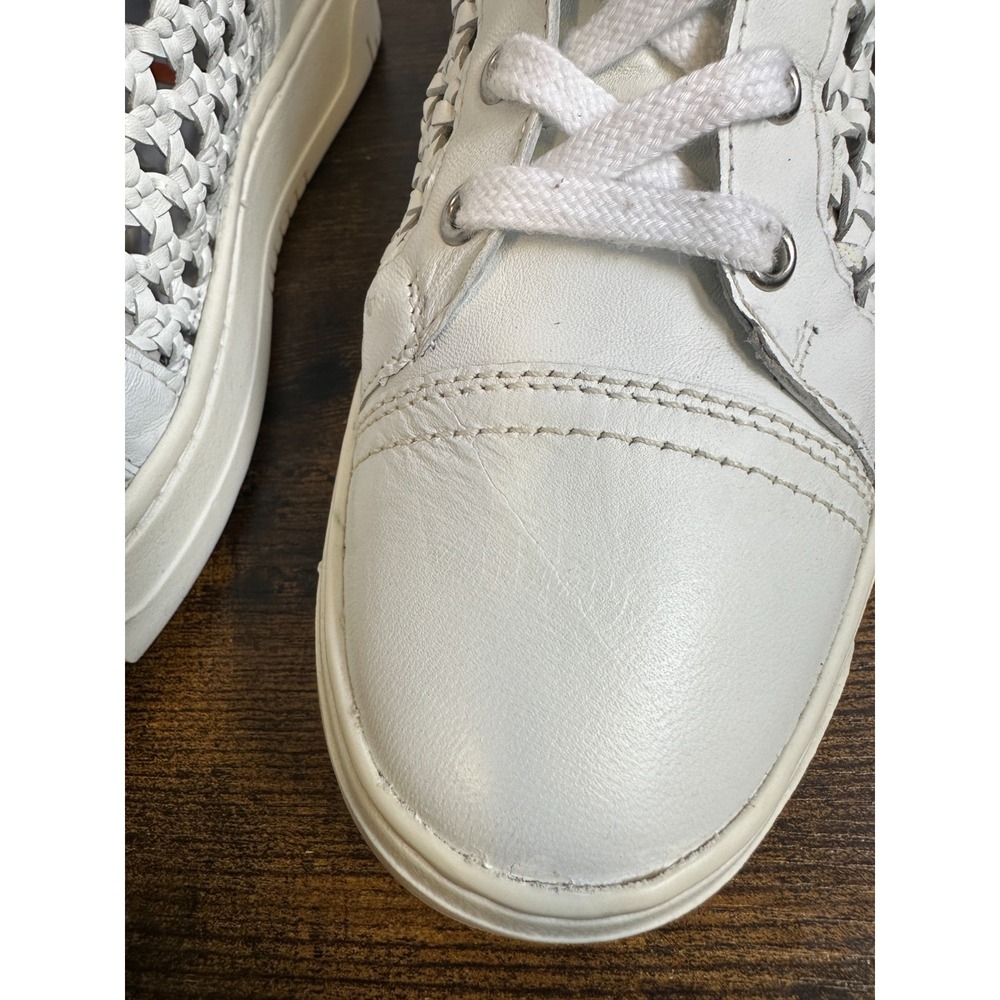 Free People Hayes High Top Sneakers White Woven Leather Lace Up Side Zip Size 8 - Picture 7 of 16